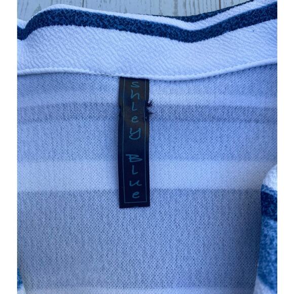 Westbound Women’s Small Blue White Striped Blazer Jacket One Button Casual - Picture 2 of 6